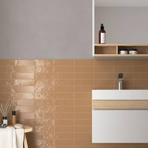 Amagansett Terracotta 2.55 in. x 7.87 in. Mixed Finish Ceramic Bullnose Trim Tile (0.14 sq. ft./each)