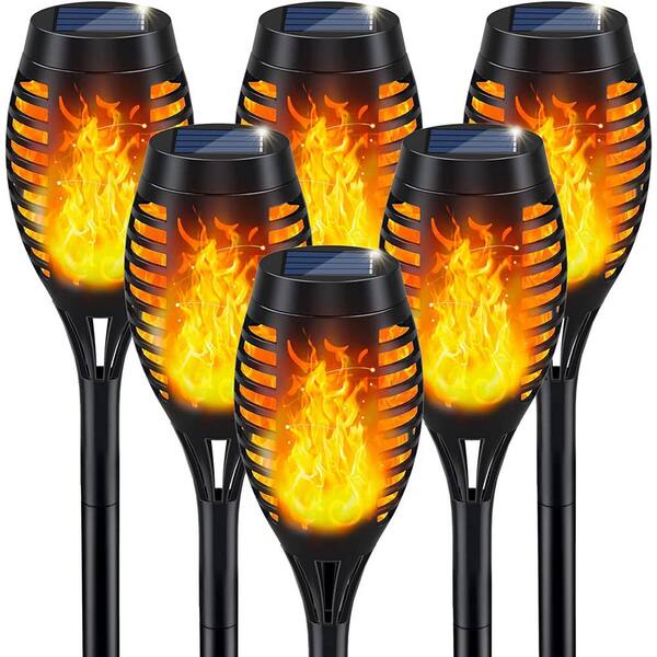6er-Set Lila Solarlampen Für Außen Mit Echtem Flammeneffekt – IP65 Wasserdicht, Ideal Für Garten, Weg, Hof & Halloween – Automatisch Ein/aus Solarleuchten Außen Flammeneffekt