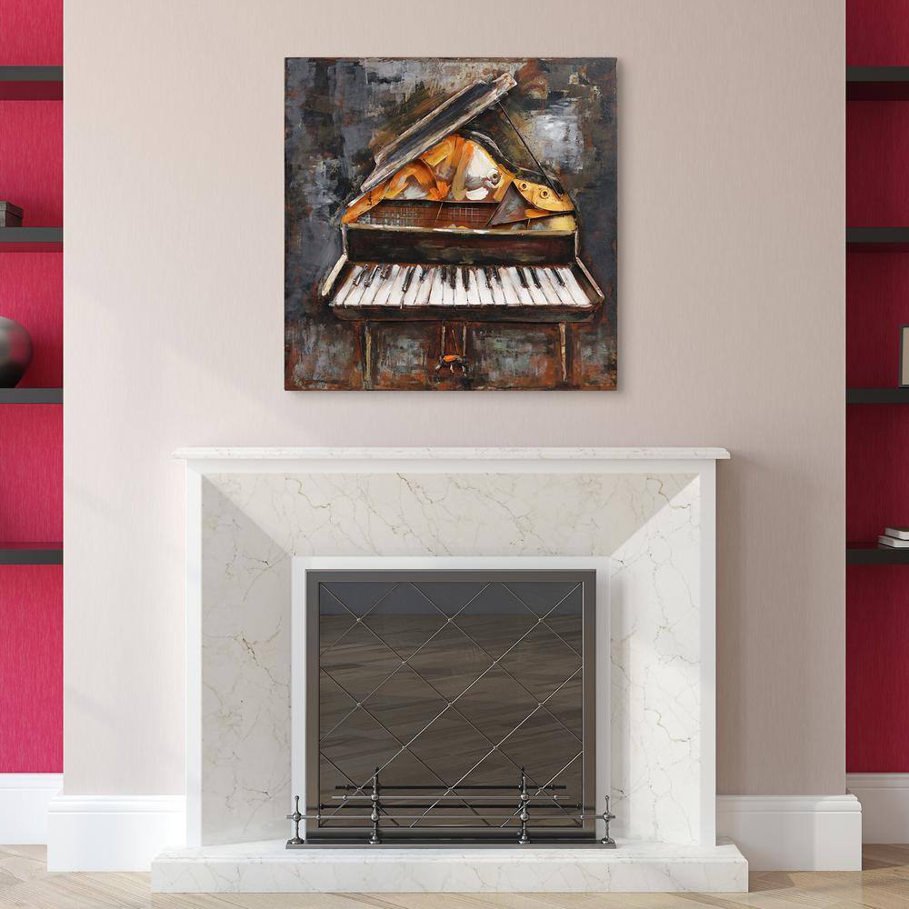 Magic Keys Multicolor Hand Painted Metal Piano Wall Art, 32" x 32"