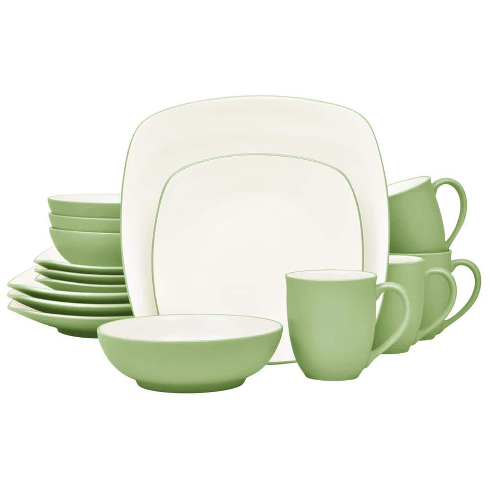 Noritake Colorwave Apple 16-Piece Square (Green) Stoneware Dinnerware ...