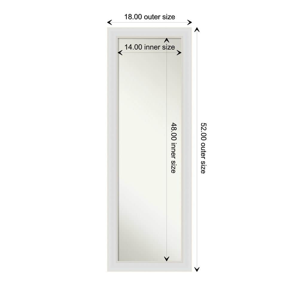 Elegant Soft White Full-Length Rectangular Wood Mirror with Silver Highlights