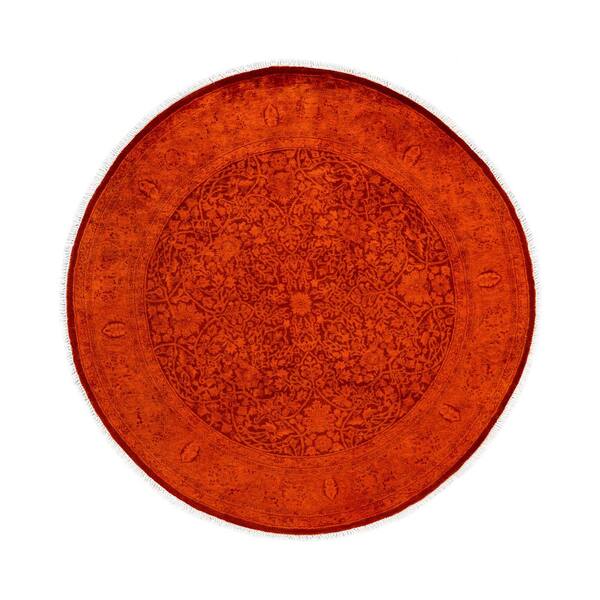 Overdyed Orange 5 x 5 Solid Wool Indoor Area Rug