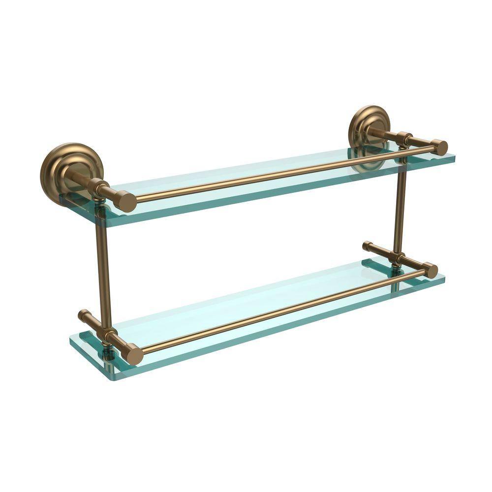 Allied Brass Que New 22 in. L x in. H x in. W 2-Tier Clear Glass  Bathroom Shelf with Gallery Rail in Brushed Bronze QN-2/22-GAL-BBR The  Home Depot