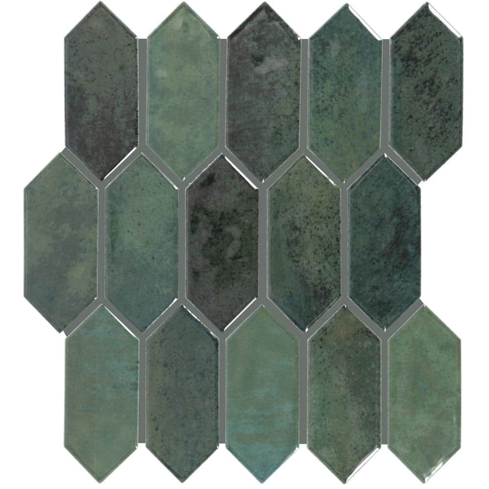 Daltile Cremini Shore Sea Green 11 in. x 12 in. Glossy Ceramic Picket