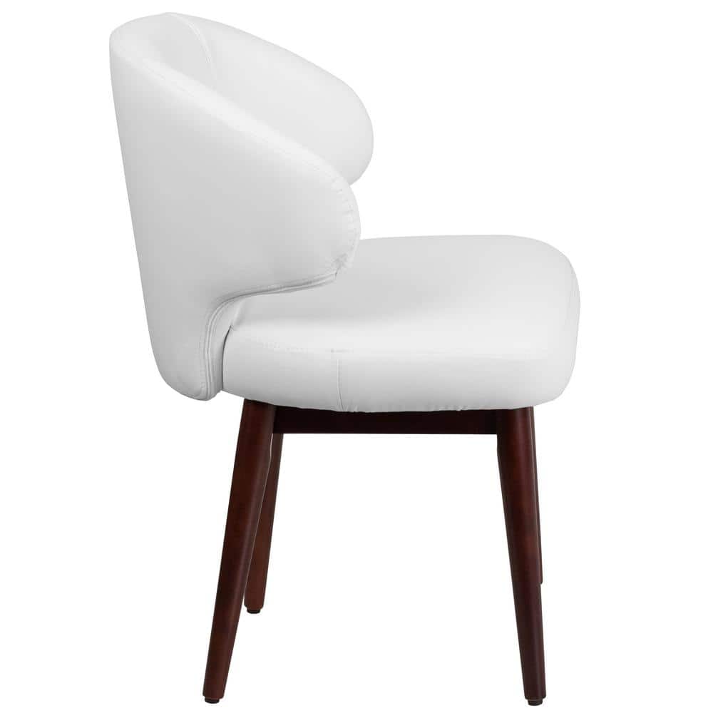 White LeatherSoft Accent Chair with Walnut Legs