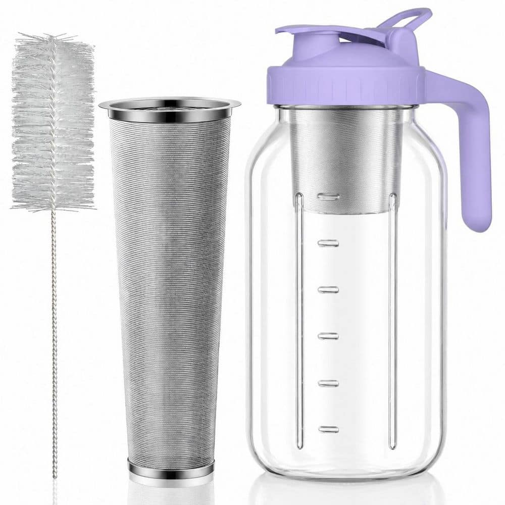 64oz Glass Cold Brew Coffee Maker Pitcher with Stainless Steel Filter Leakproof Lid Handle for Tea Juice price history on PriceWatchPro