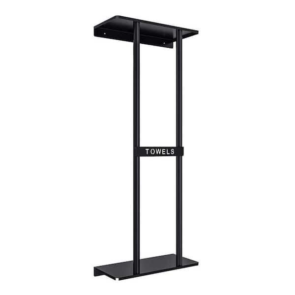 30-inch Bathroom Wall Mounted Towel Storage Rack with Shelf Can Holds 6 Large Towel, Black