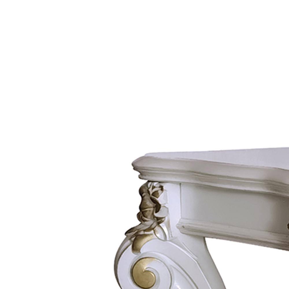 Vendome Antique Pearl Wood and Metal Scrolled Side Table