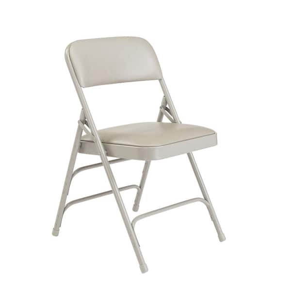 OEF Furnishings 4 Pack Grey Premium Vinyl Padded Folding Chair 