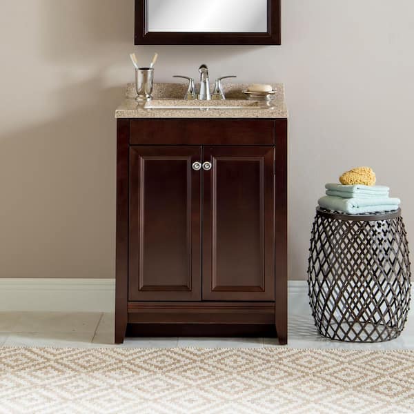 Delridge 25 in. Single Sink Chocolate Bath Vanity with Caramel Cultured Marble Top (Assembled)
