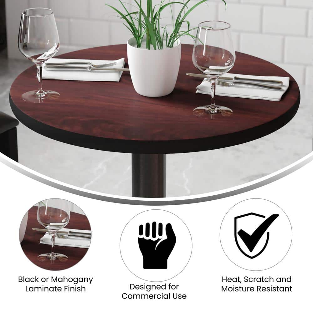 24" Reversible Mahogany/Black Laminate Commercial Table Top
