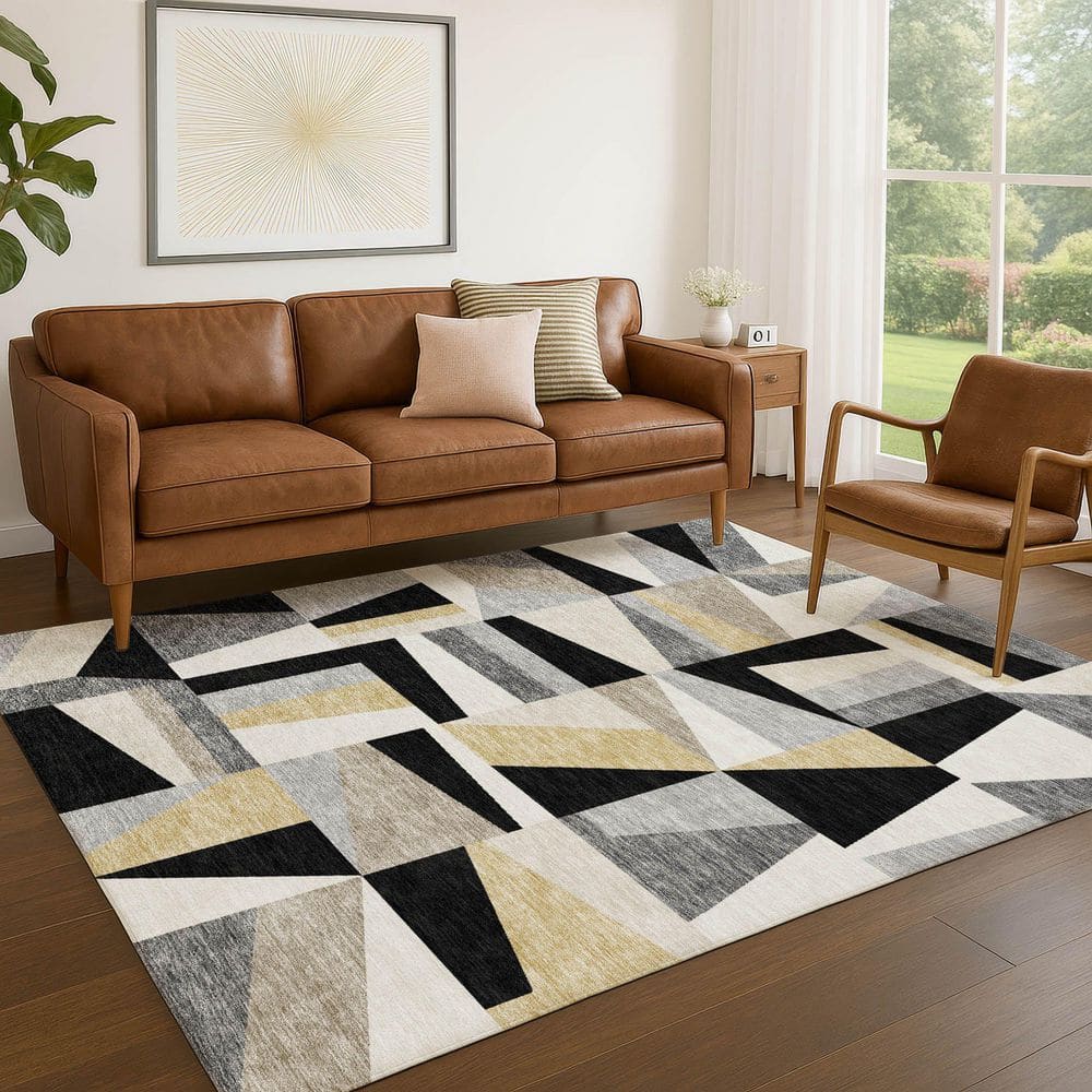 Chantille Machine Washable Indoor/Outdoor Abstract ACN2327 Black 8 ft. x 10 ft. Area Rug price history on PriceWatchPro