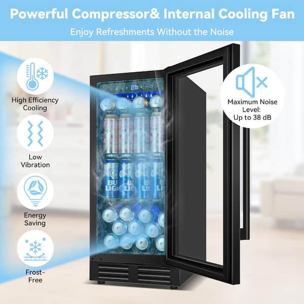 Tylza 15 in. 145-Cans Single Zone Built-in Beverage Refrigerator