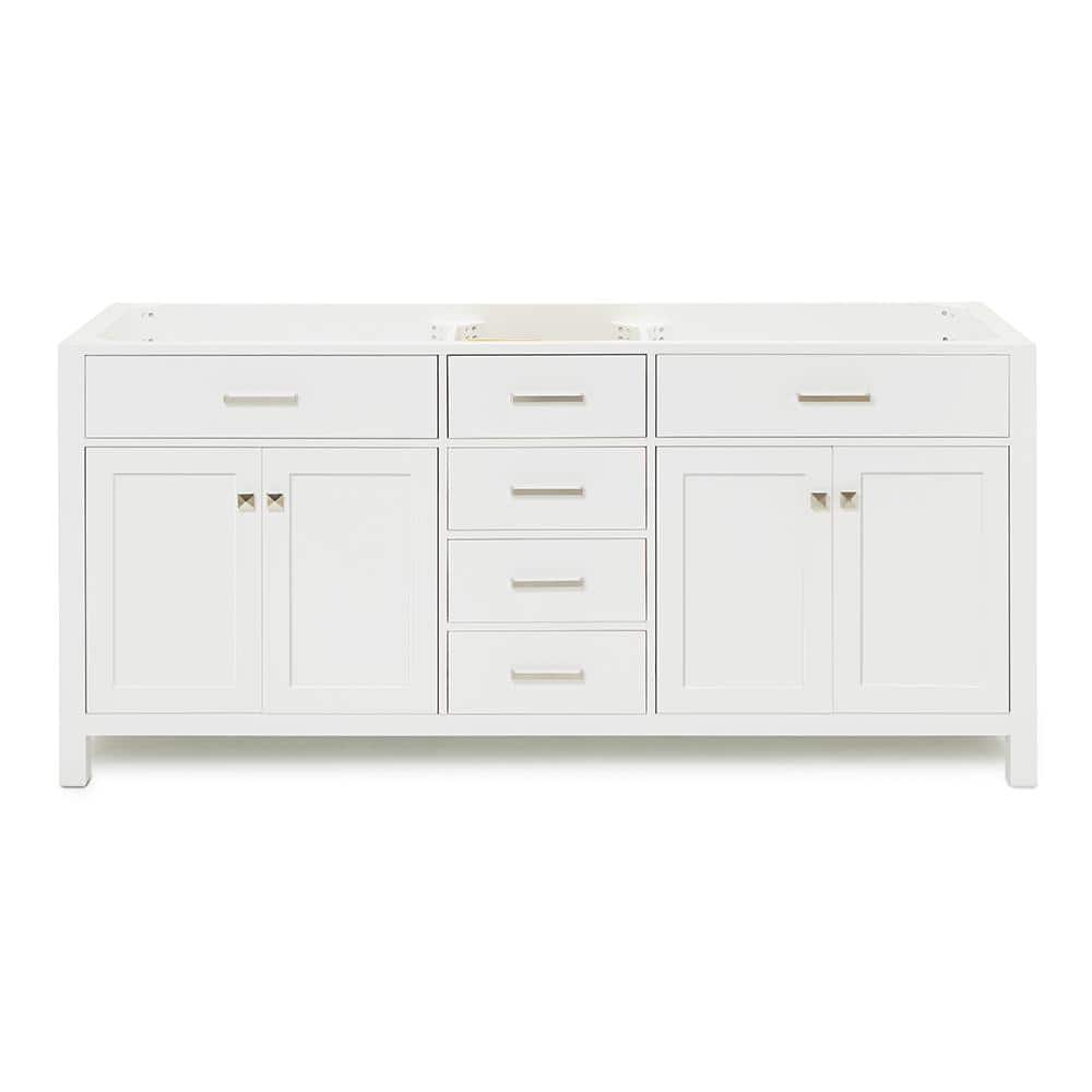 Bristol 72 in. W x 21.5 in. D x 34.5 in. H Double Freestanding Bath Vanity Cabinet without Top in White price history on PriceWatchPro
