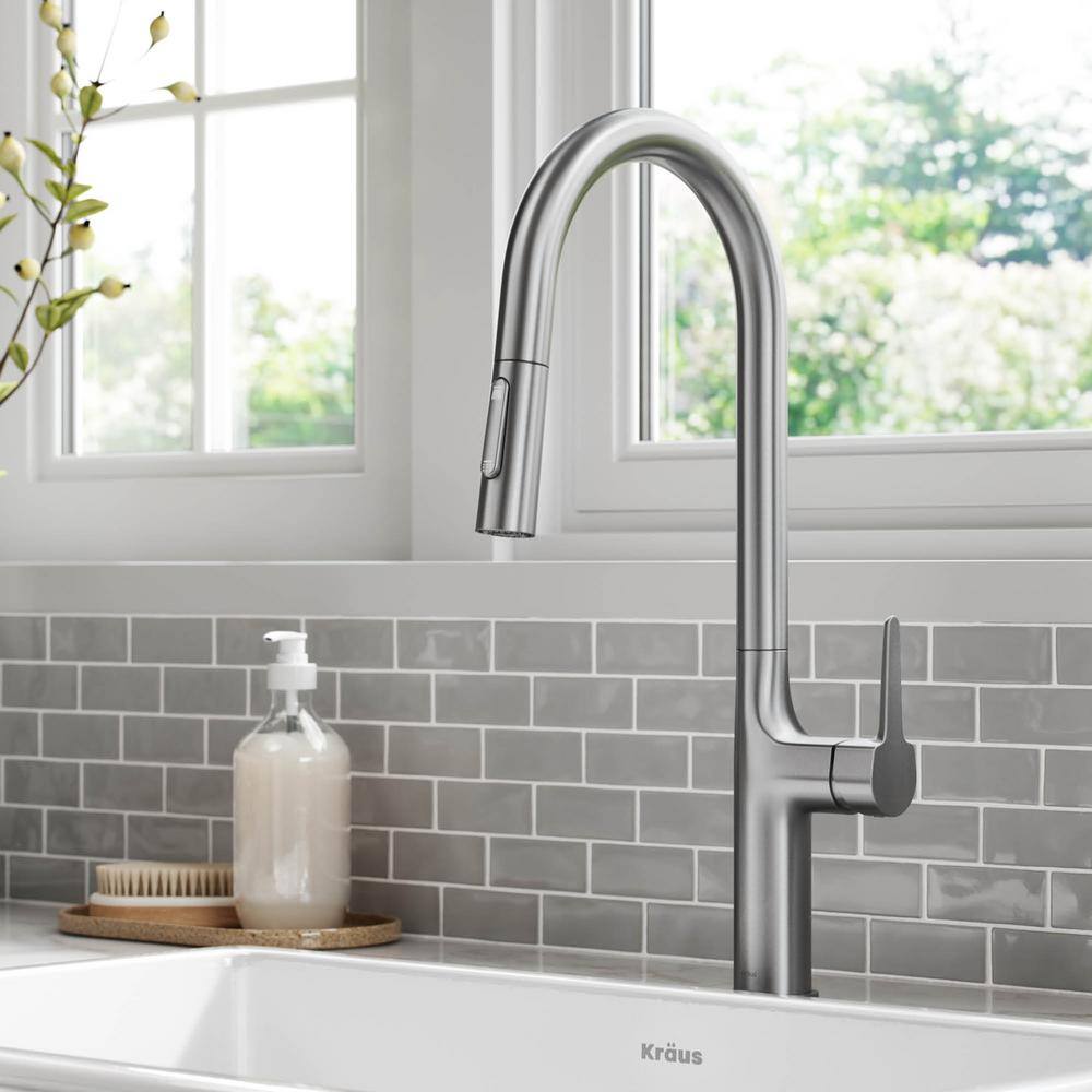 Tall Stainless Steel Pull-Down Kitchen Faucet with Spray