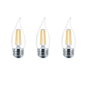 60-Watt Equivalent B11 Dimmable Edison LED Candle Light Bulb Glass Bent Tip Medium Base Daylight (5000K) (3-Pack)