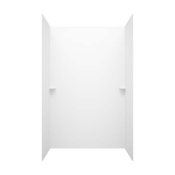 Swan 33.5 in. x 60 in. x 60 in. 3-Piece Easy Up Adhesive Alcove Tub Surround in White