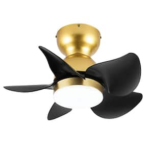 Spacesaver III 20 in. Integrated LED Indoor Black-Blade Gold Ceiling Fans with Light and Remote Control Included