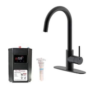 HotMaster 3-in-1 Single-Handle Faucet with Carbon Filter and DigiHot Instant Hot Water Tank in Matte Black