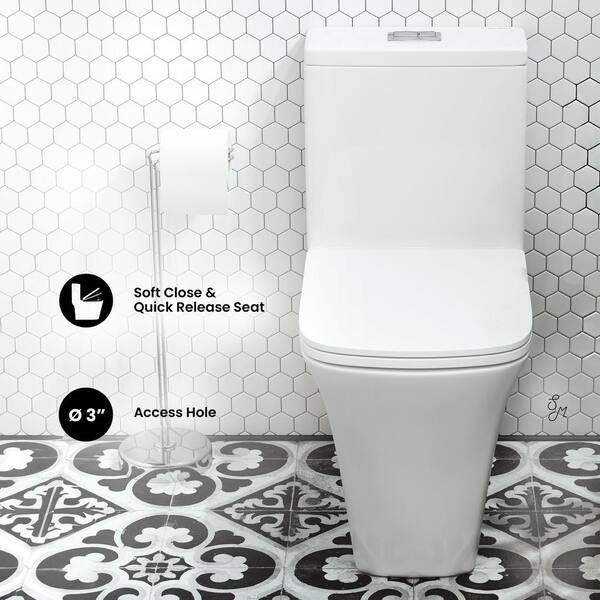 Burdon 1-Piece 0.8/1.28 GPF Dual Flush Square Toilet in White, Seat Included Burdon 1-Piece 0.8/1.28 GPF Dual Flush Square Toilet in White, Seat Included