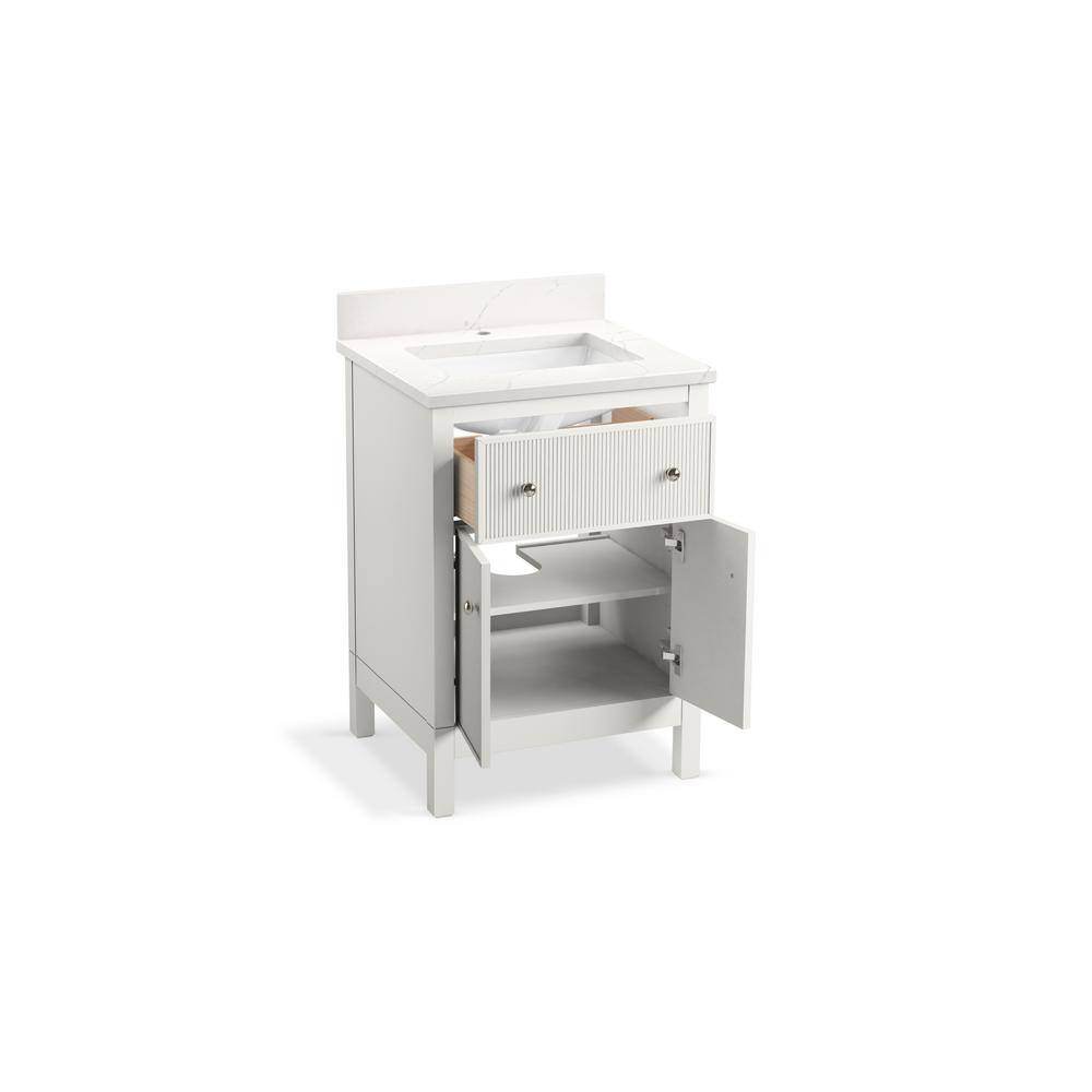 White Shaker Style 24" Bathroom Vanity with Quartz Top