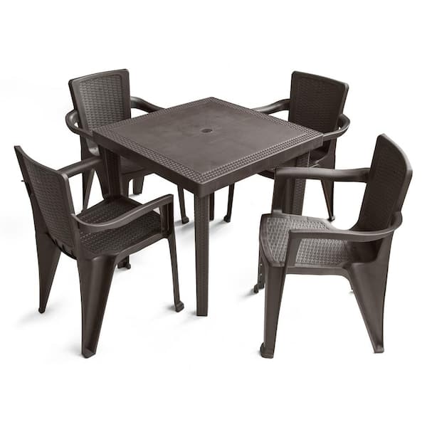 MQ 5 Piece Plastic Resin Outdoor Dinning Set in Espresso SET MQ400 The Home Depot