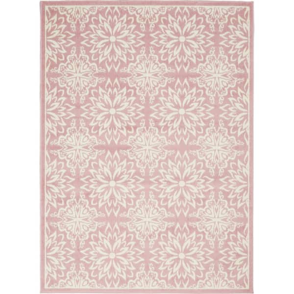 HomeRoots 6' X 9' Pink Floral Power Loom Area Rug