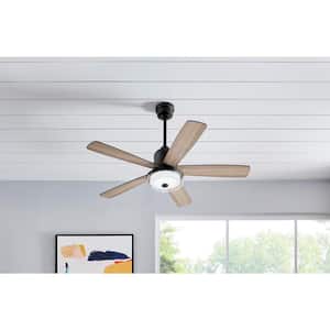 Castleford 52 in. White Color Changing Integrated LED Matte Black Indoor Ceiling Fan with Light Kit and Remote Control