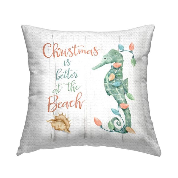 Stupell Industries Nautical Seahorse Christmas Outdoor Printed Throw Pillow by Deane Beesley