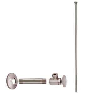 1/2 in. IPS x 3/8 in. OD x 20 in. Flat Head Supply Line Kit with Round Handle Angle Shut Off Valve, Satin Nickel
