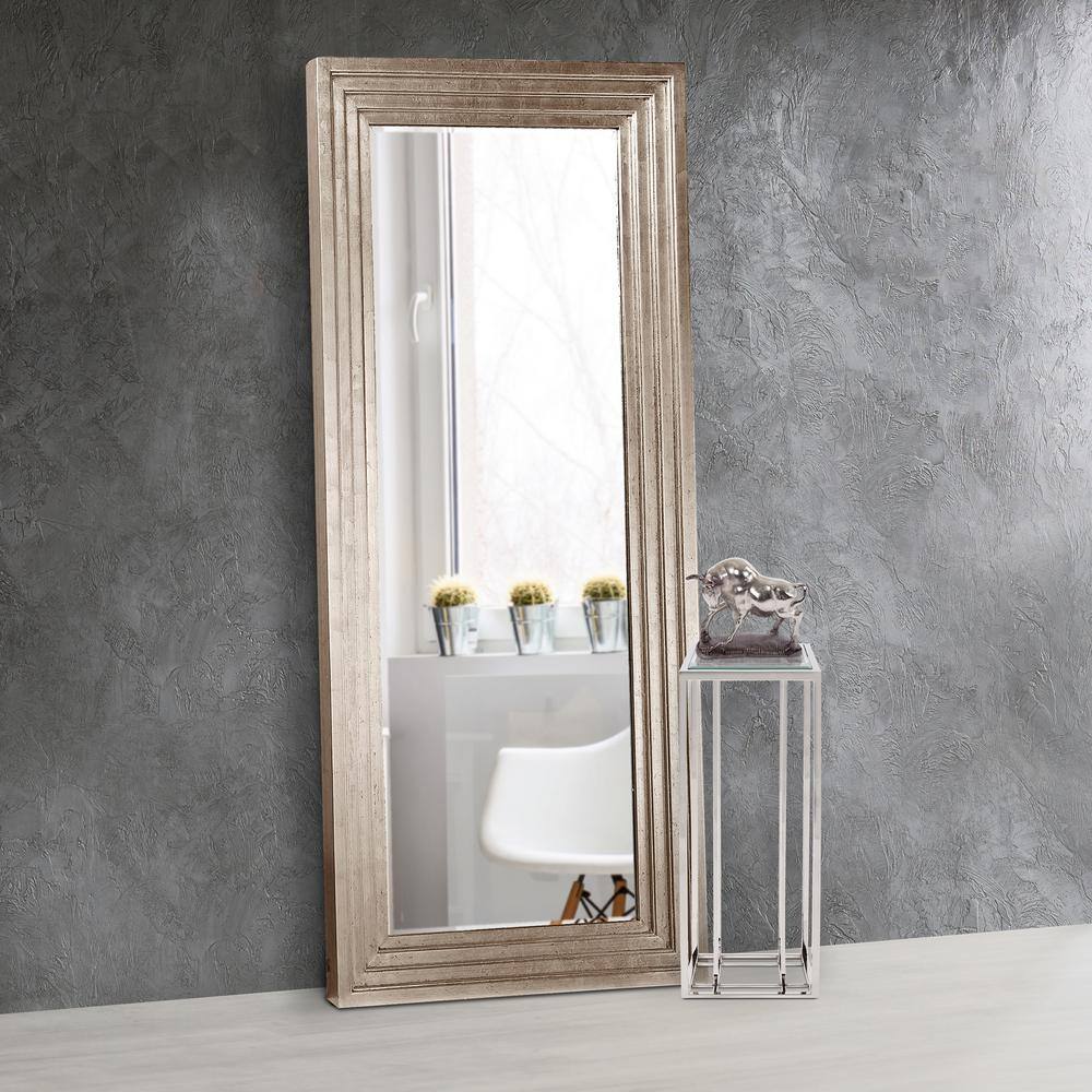 Tall Charcoal Gray Wood Full Length Rectangular Mirror