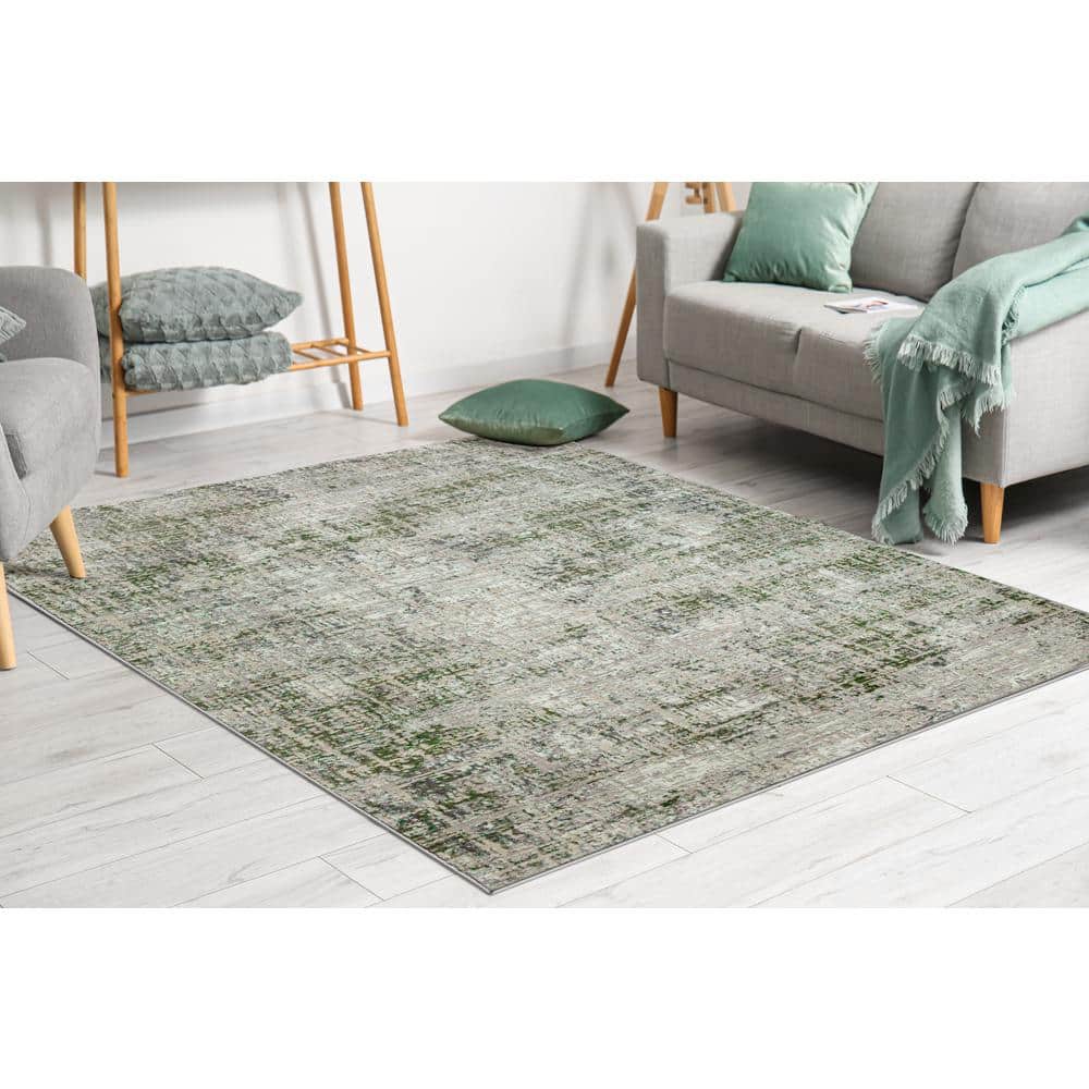 Green 3 ft. x 5 ft. Livigno 1241 Transitional Striated Area Rug 1241 ...