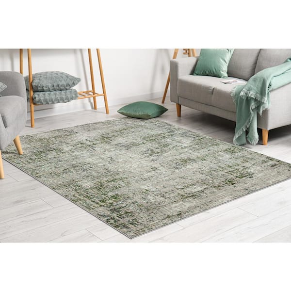 Green 8 ft. x 10 ft. Livigno 1241 Transitional Striated Area Rug 