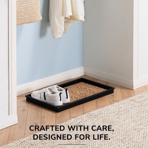 24.5 in. x 14 in. x 1.5 in. Natural and Recycled Rubber Boot Tray with Tan and Black Coir Insert