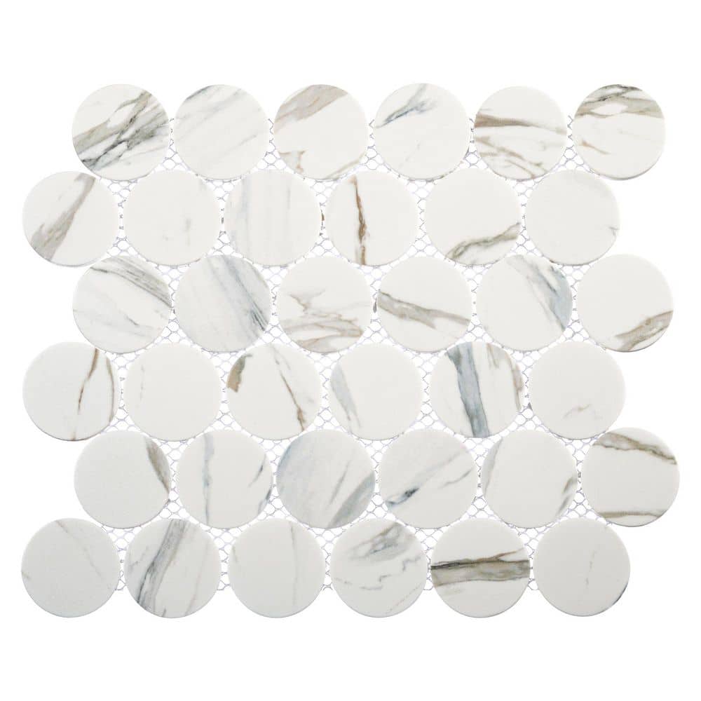 Ispara Gorbelle 2 in. x 2 in. Round Matte Recycled Glass Marble Look Mosaic Wall Tile (4.1 sq. ft. /Case) price history on PriceWatchPro