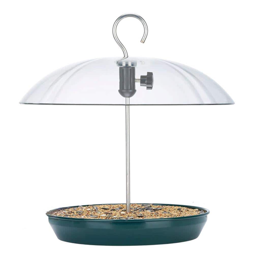 Adjustable Platform Hanging Bird Feeder Metal Tray Bird Feeder with Dome To