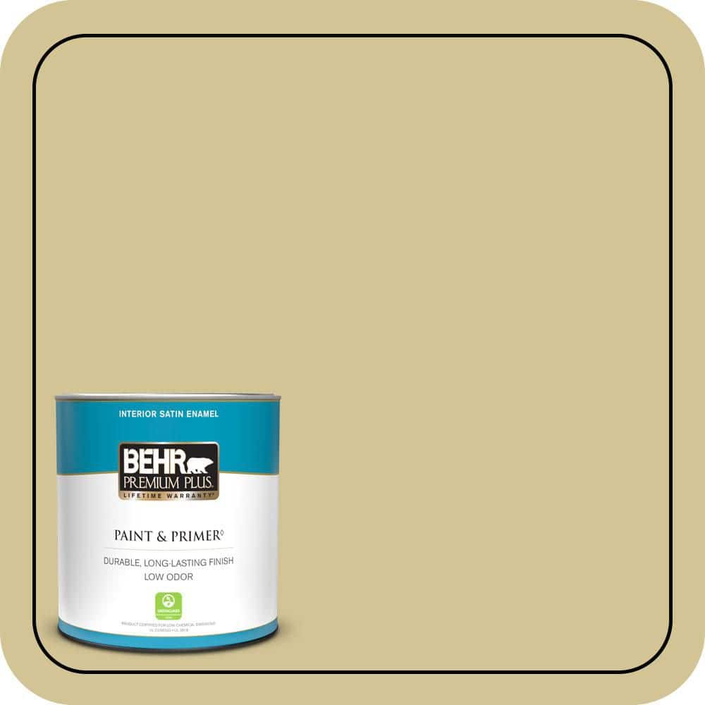 BEHR PREMIUM PLUS 1 qt. #M310-4 Almondine Satin Enamel Low Odor ...