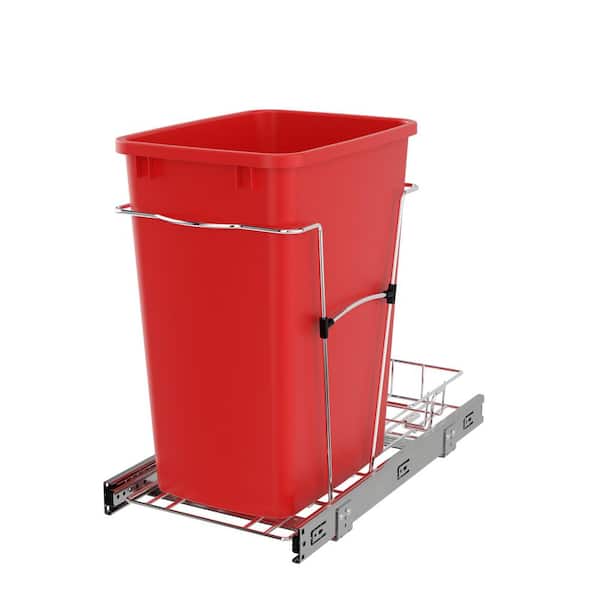 Rev-A-Shelf Red Pull Out Trash Can 35 qt. for Kitchen Cabinets
