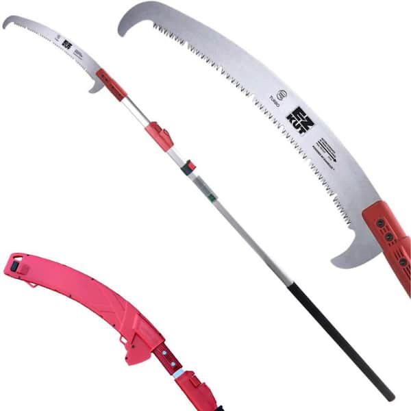 20 in. High Carbon Steel Blade, 20 ft. Telescopic Pole Saw for Tree Trimming, Manual Stainless, Pruning Saw