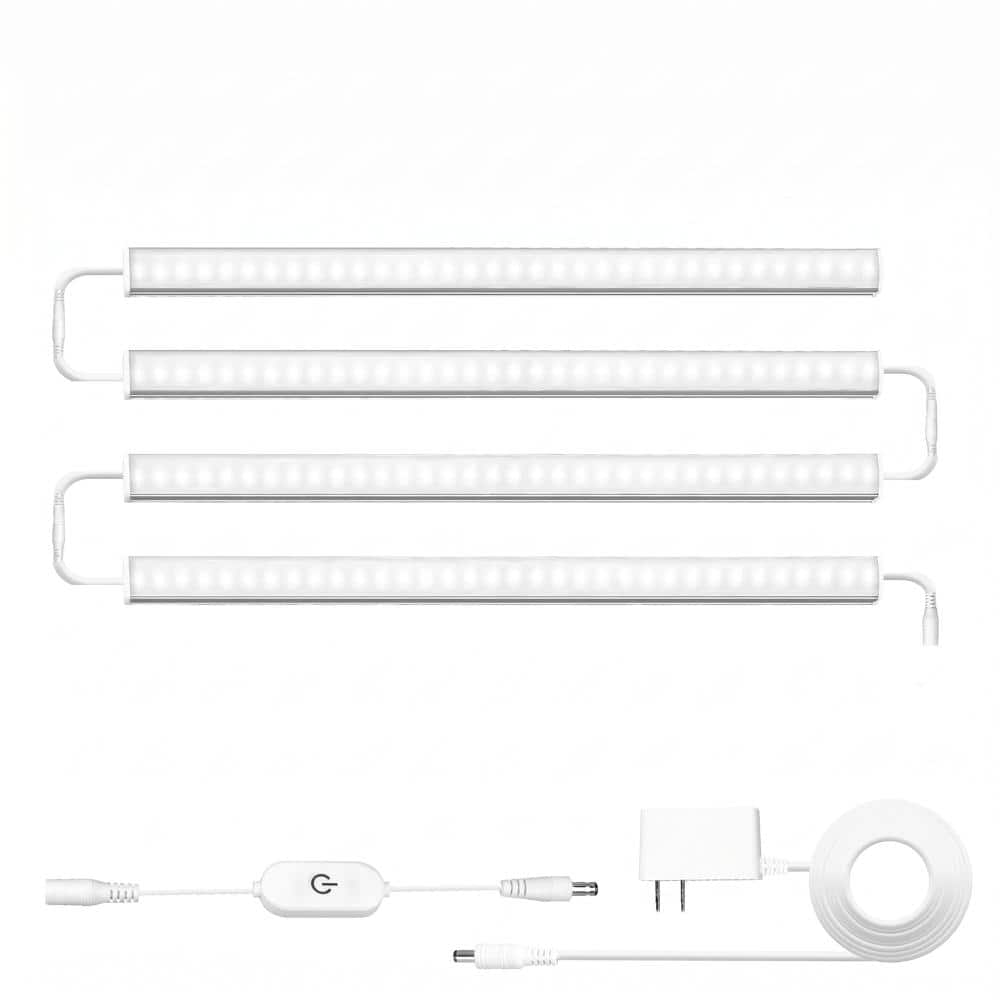 11.81 in. 4-Pack White Plug-in Under Cabinet LED Light Bars for Kitchen Cabinet Counter （4000K) price history on PriceWatchPro
