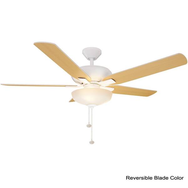 LED Indoor Matte White Ceiling Fan Hampton Bay Holly Springs 52 in 