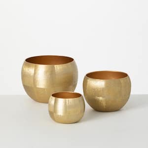 5", 4", and 3" Lustrous Gold Brushed Gold Metal Basins (Set of 3)