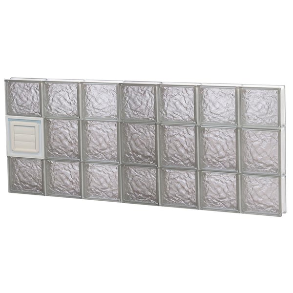 Clearly Secure 40.25 in. x 19.25 in. x 3.125 in. Frameless Ice Pattern Glass Block Window with Dryer Vent