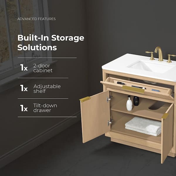 OVE Decors Xander 36in. Single Sink Freestanding Sahara Birch Bath