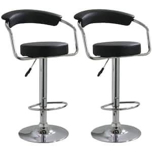 33 in. Adjustable Height Black Swivel Cushioned Bar Stool (set of 2)