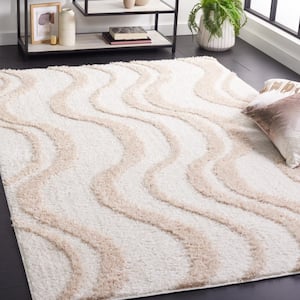 Norway Beige/Ivory 7 ft. x 7 ft. Abstract Striped Square Area Rug