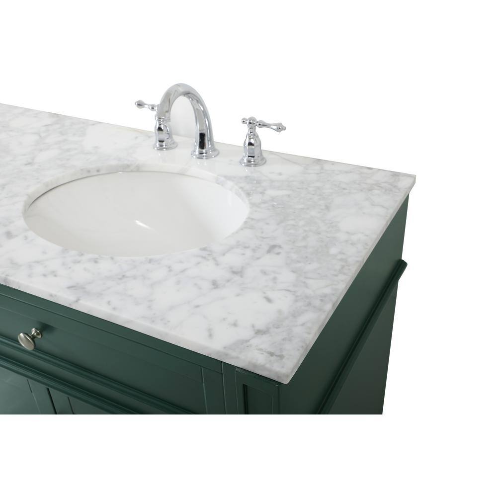 Green Solid Wood MDF Marble Double Bathroom Vanity with Porcelain Sinks