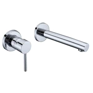 Left-Handed Single Handle Wall Mounted Bathroom Faucet in Chrome