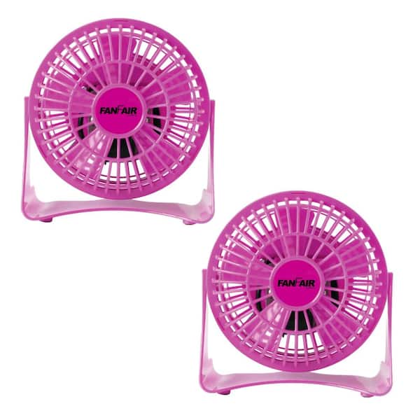 FANFAIR 2 PACK 4 in. Desk Personal Fan in Pink