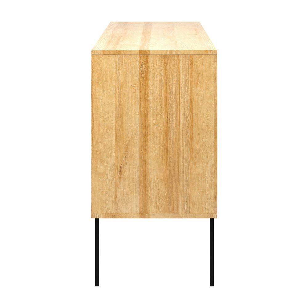 Emmett Light Brown Wood Sideboard Buffet with Cane Doors